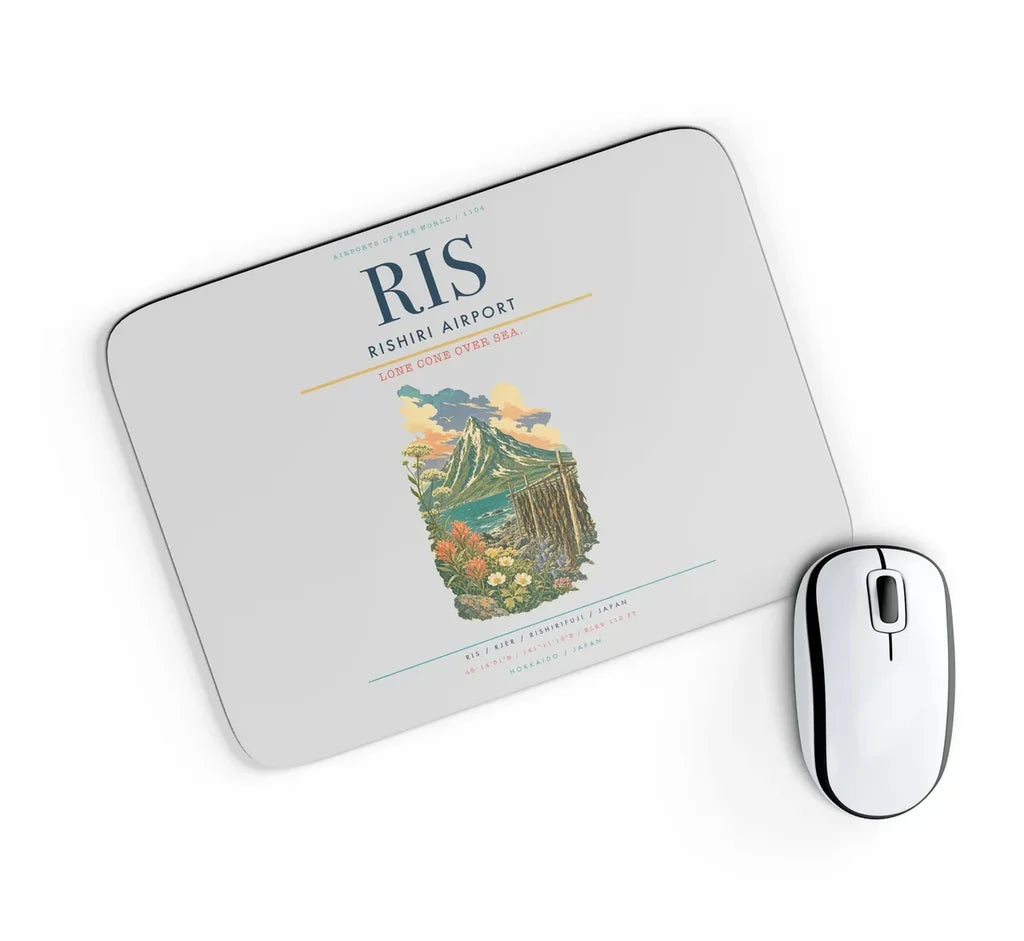 Rishiri Airport (RIS) design on light gray rectangle mouse pad