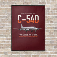 Thumbnail for C-54D Skymaster vertical canvas print - framed - dark red background
