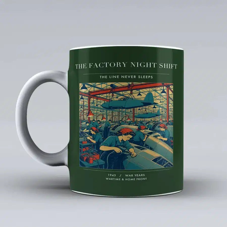 VINTAGE G4502 - The Factory Night Shift - Ceramic Mug design on darkgreen