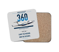 Thumbnail for Beechcraft King Air 360 design on light gray 1 piece coaster