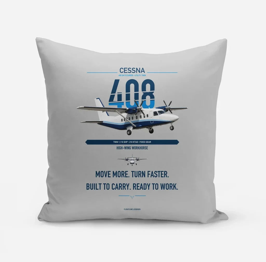 Cessna 408 SkyCourier design on light gray pillow