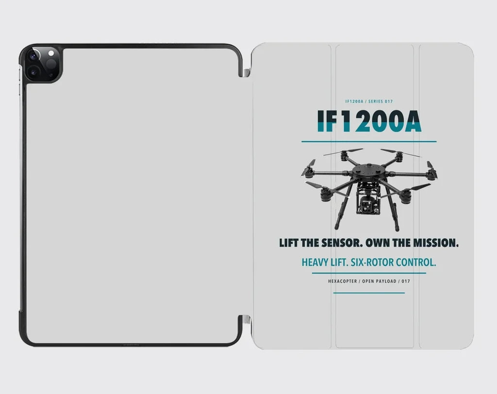 Inspired Flight IF1200A design on light gray ipad tablet case