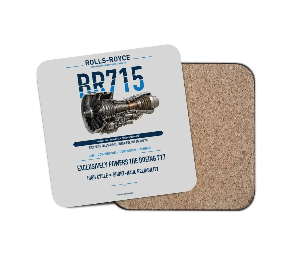 BR715 design on light gray 1 piece coaster