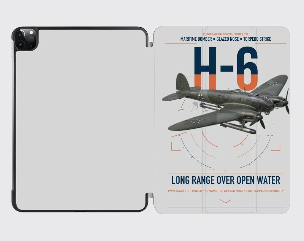 Heinkel He 111H-6 design on light gray ipad tablet case