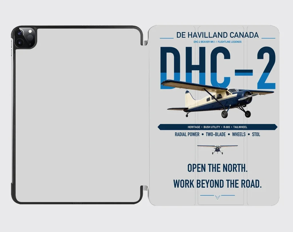 DHC-2 Beaver Mk I design on light gray ipad tablet case