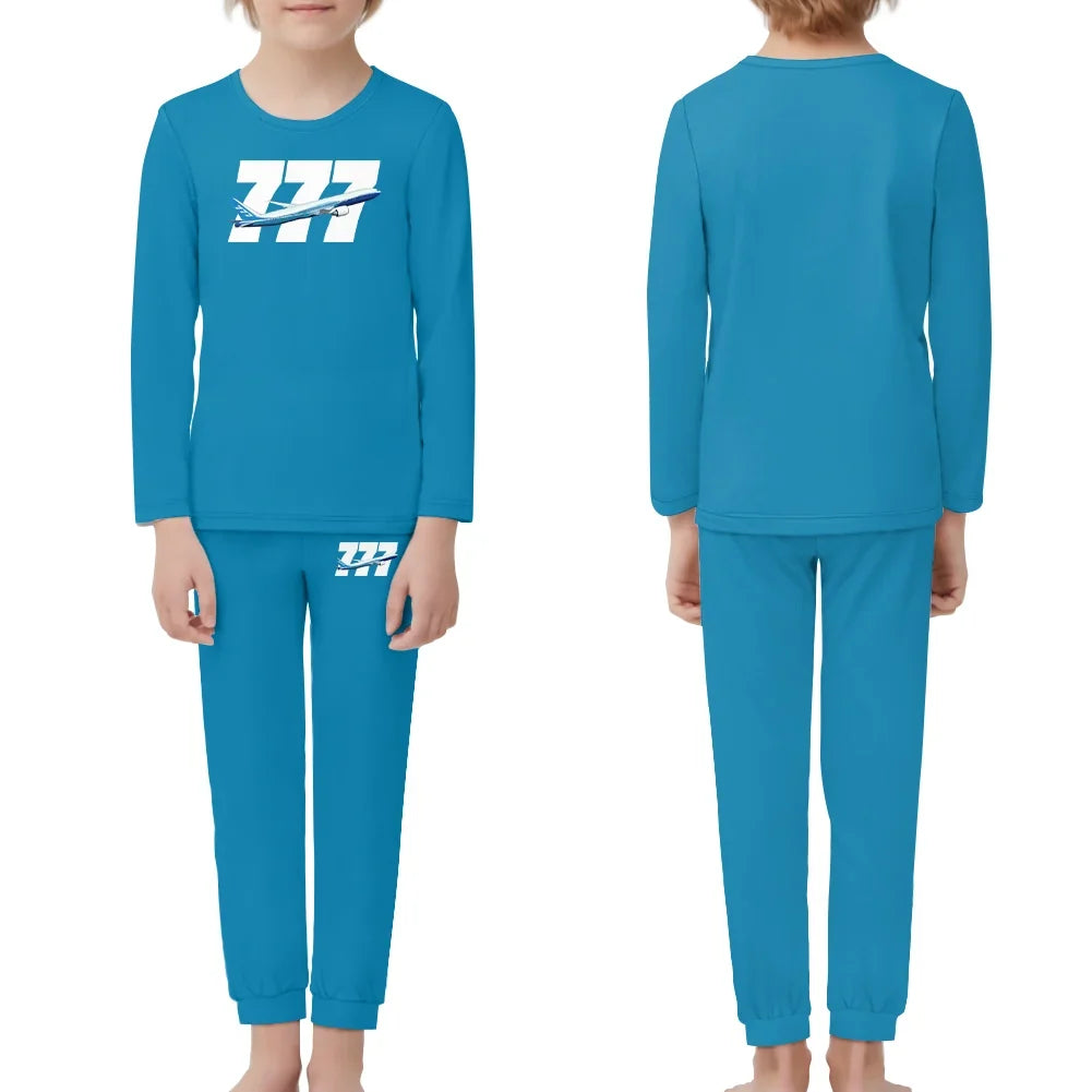 Super Boeing 777 children pajamas - Light Blue