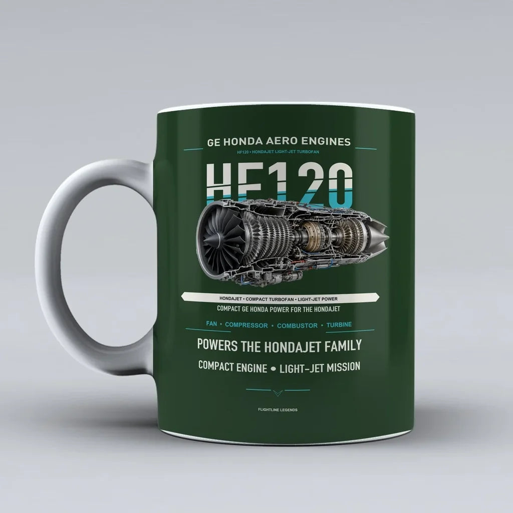 Mug design on dark green hf120