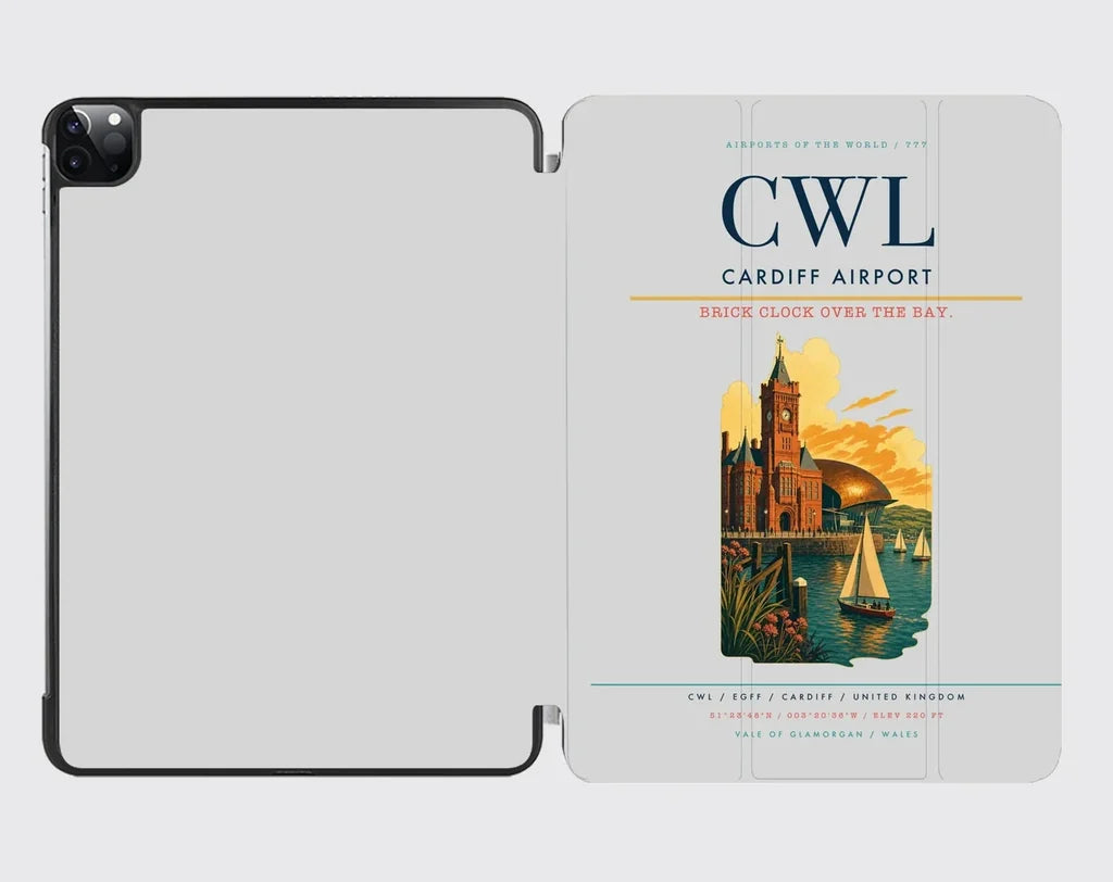 Cardiff Airport (CWL) design on light gray ipad tablet case