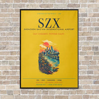 Thumbnail for Shenzhen Bao'an International Airport SZX vertical canvas print - framed - yellow background