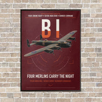 Thumbnail for Avro Lancaster B I vertical canvas print - framed - dark red background