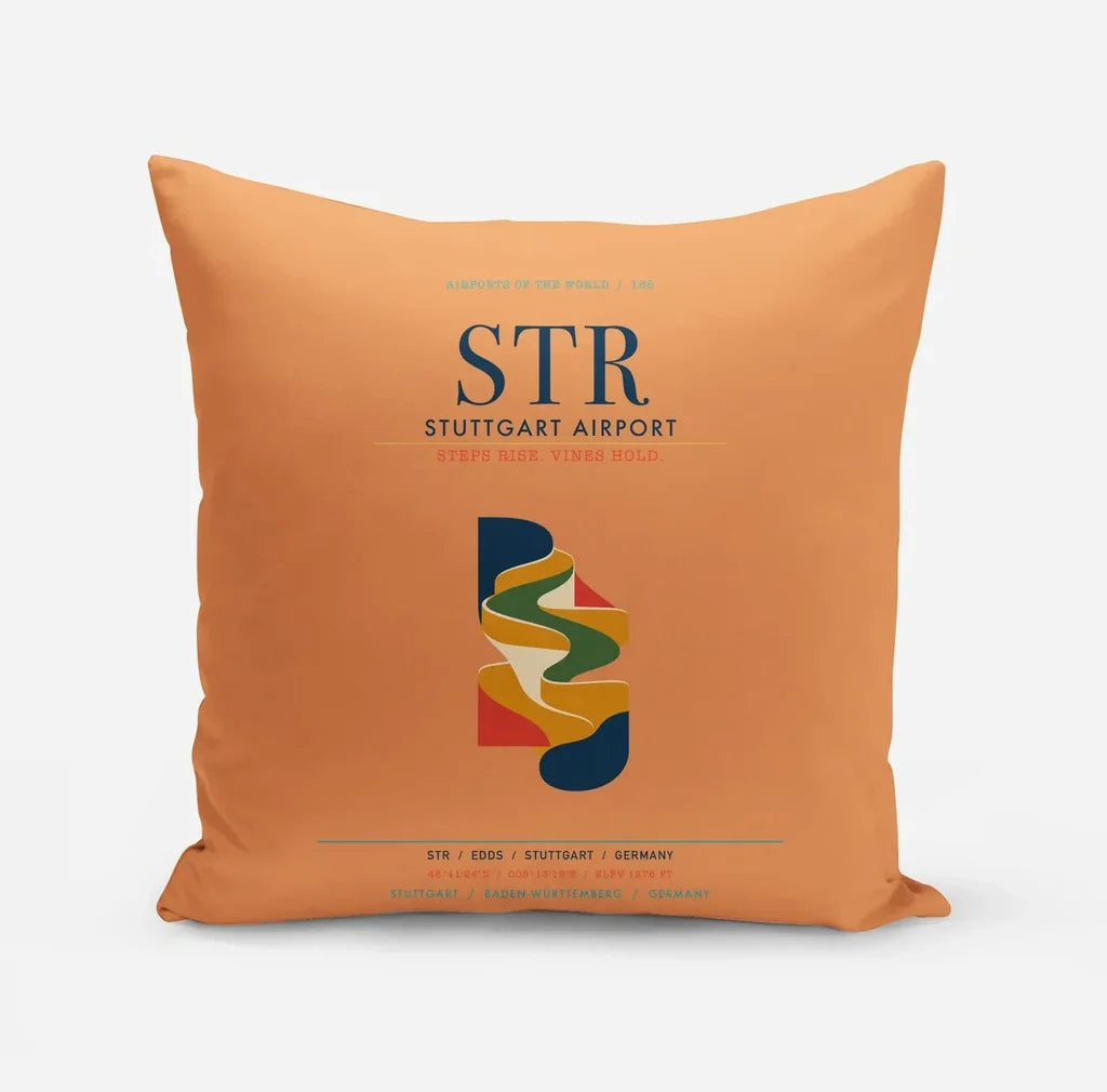 Stuttgart Airport (STR) design on orange pillow