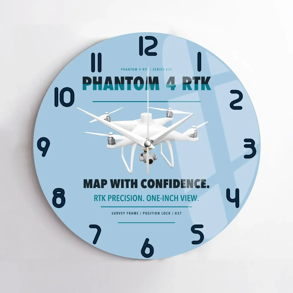 DJI Phantom 4 RTK design on light blue no frame wall clock