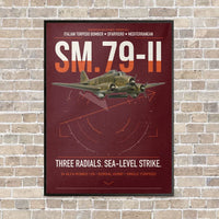 Thumbnail for Savoia-Marchetti SM.79-II Sparviero vertical canvas print - framed - dark red background