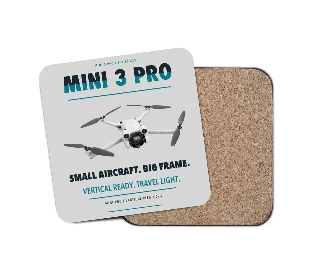DJI Mini 3 Pro design on light gray 1 piece coaster