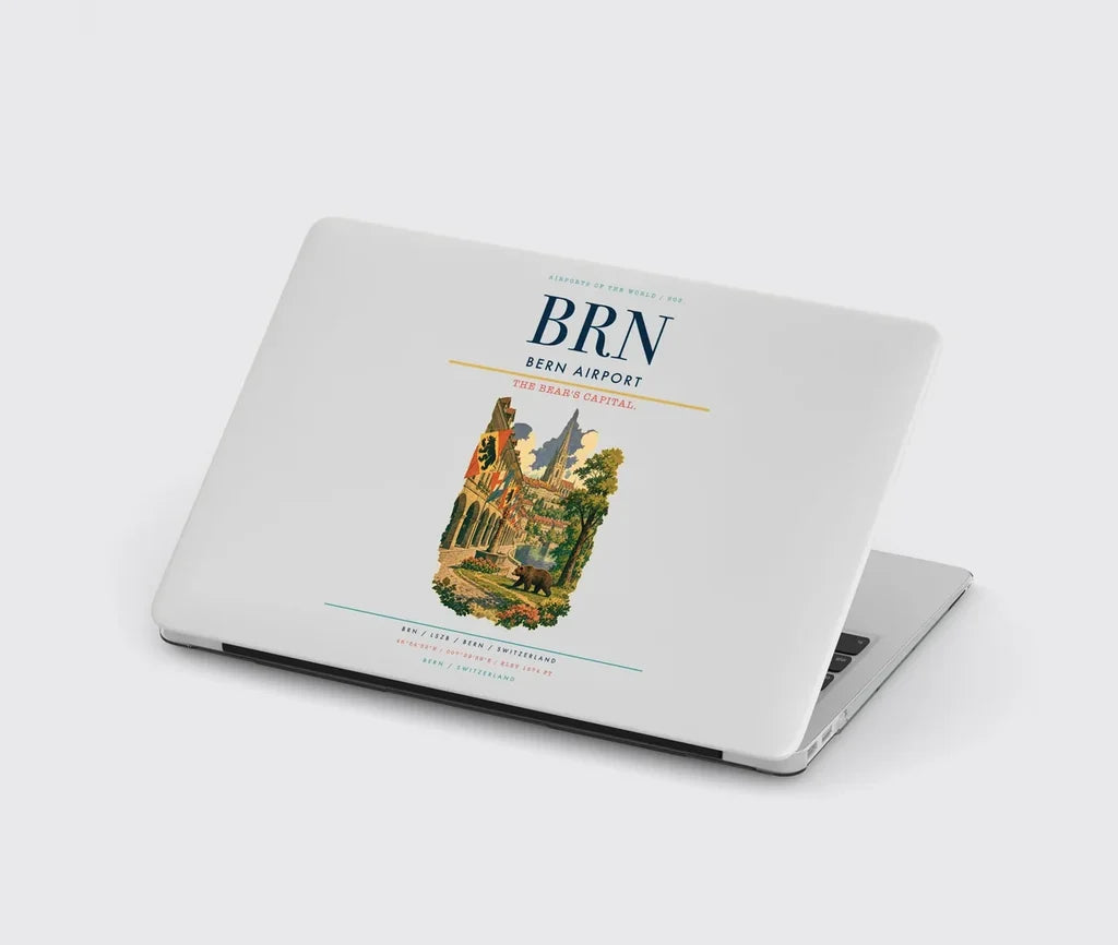 Bern Airport (BRN) design on light gray MacBook case