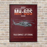 Thumbnail for Sikorsky MH-60S Seahawk vertical canvas print - framed - dark red background