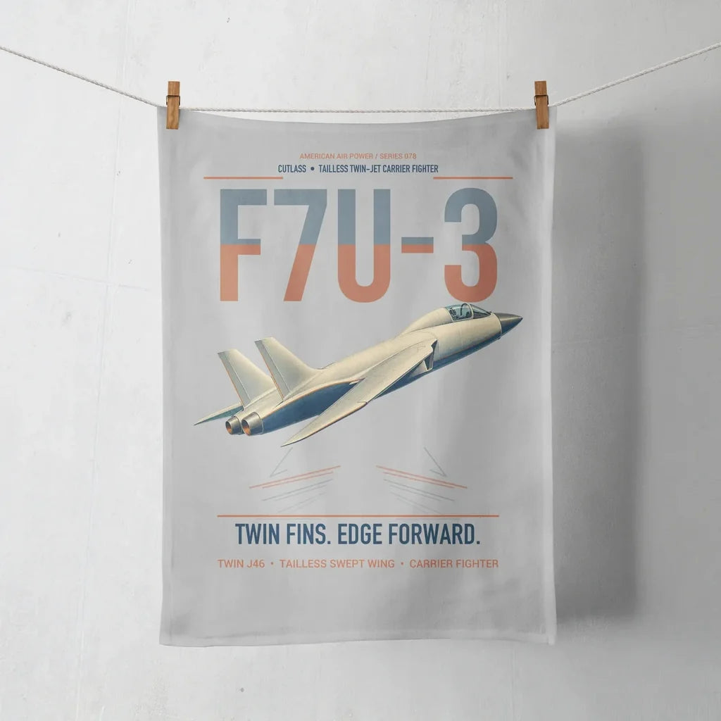 F7U-3 Cutlass design on light gray towel