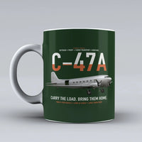 Thumbnail for C-47A Skytrain design on dark green ceramic mug, double-side print