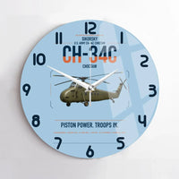 Thumbnail for Sikorsky CH-34C Choctaw design on light blue no frame wall clock