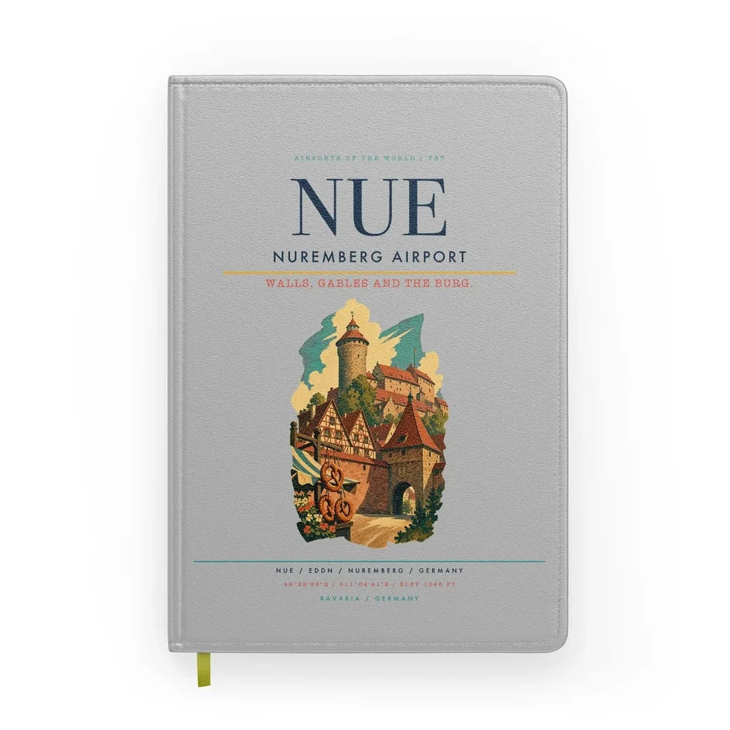 Nuremberg Airport (NUE) design on light gray notebook