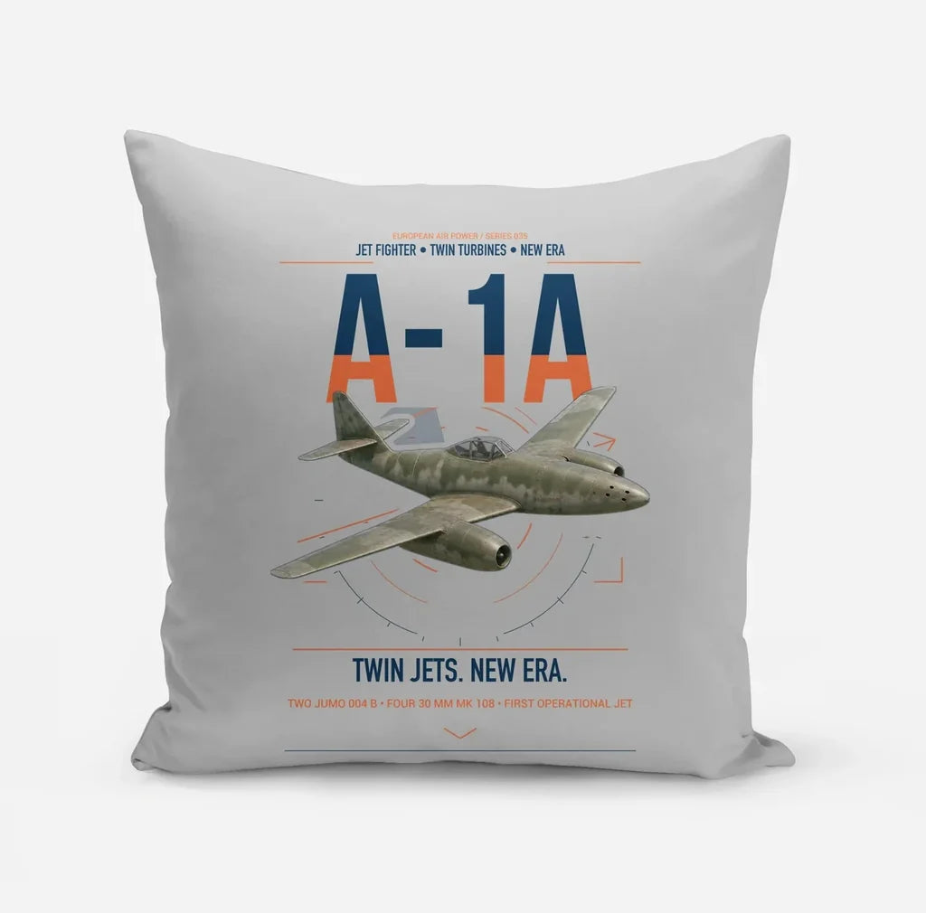 Messerschmitt Me 262A-1a design on light gray pillow