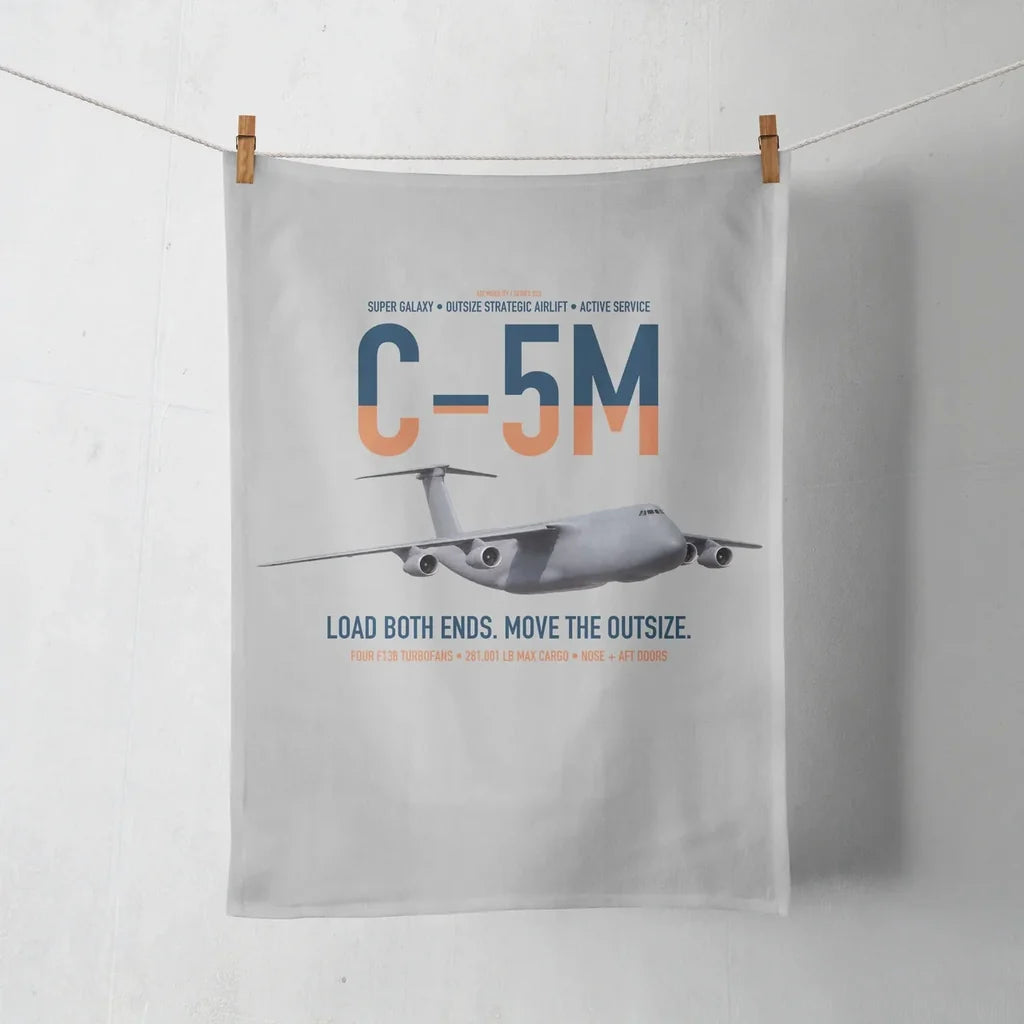 C-5M Super Galaxy design on light gray towel
