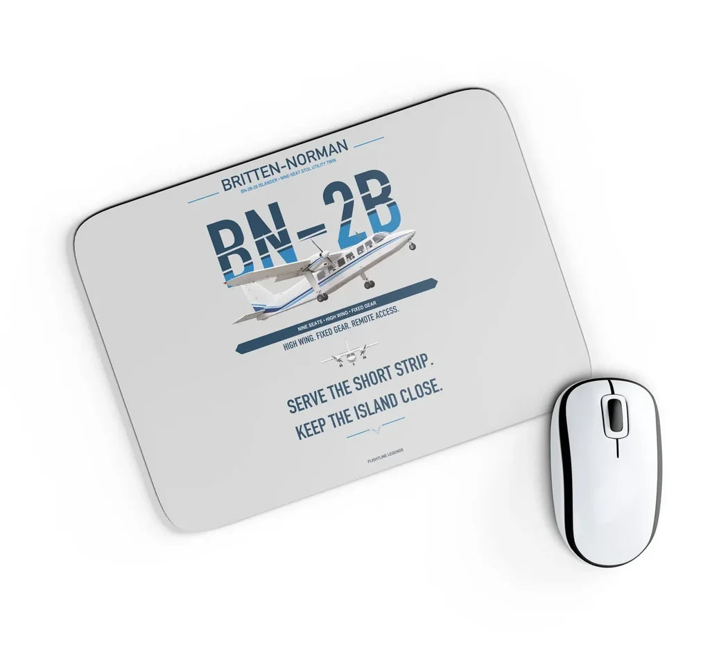 Britten-Norman BN-2B-26 Islander design on light gray rectangle mouse pad