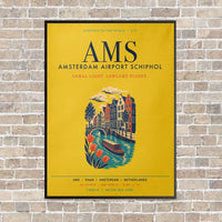 Thumbnail for Amsterdam Airport Schiphol AMS vertical canvas print - framed - yellow background