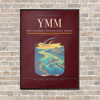 Thumbnail for Fort McMurray International Airport YMM vertical canvas print - framed - dark red background