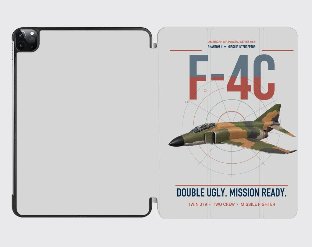 F-4C Phantom II design on light gray ipad tablet case