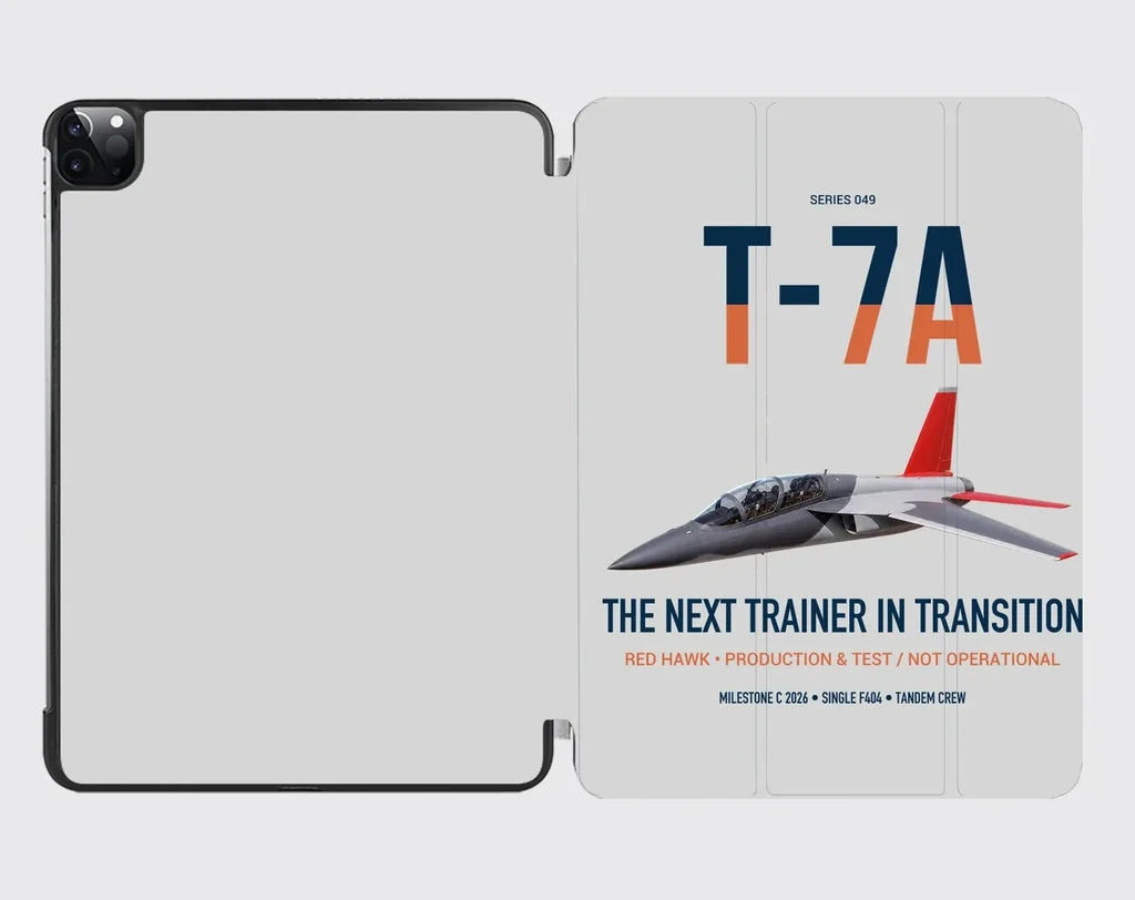 T-7A Red Hawk design on light gray ipad tablet case