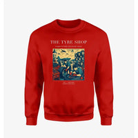 Thumbnail for VINTAGE G4535 - The Tyre Shop - Designed Sweatshirts design on red