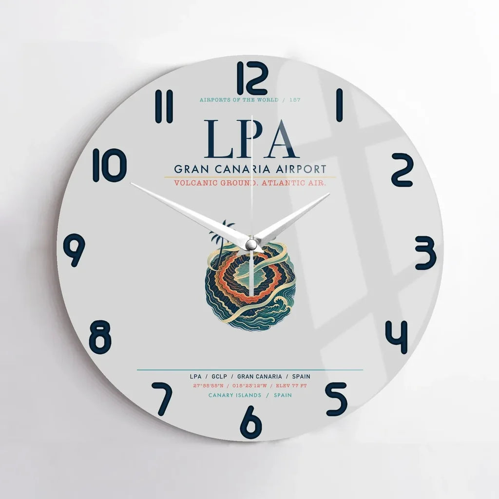 Gran Canaria Airport (LPA) design on light gray no frame wall clock