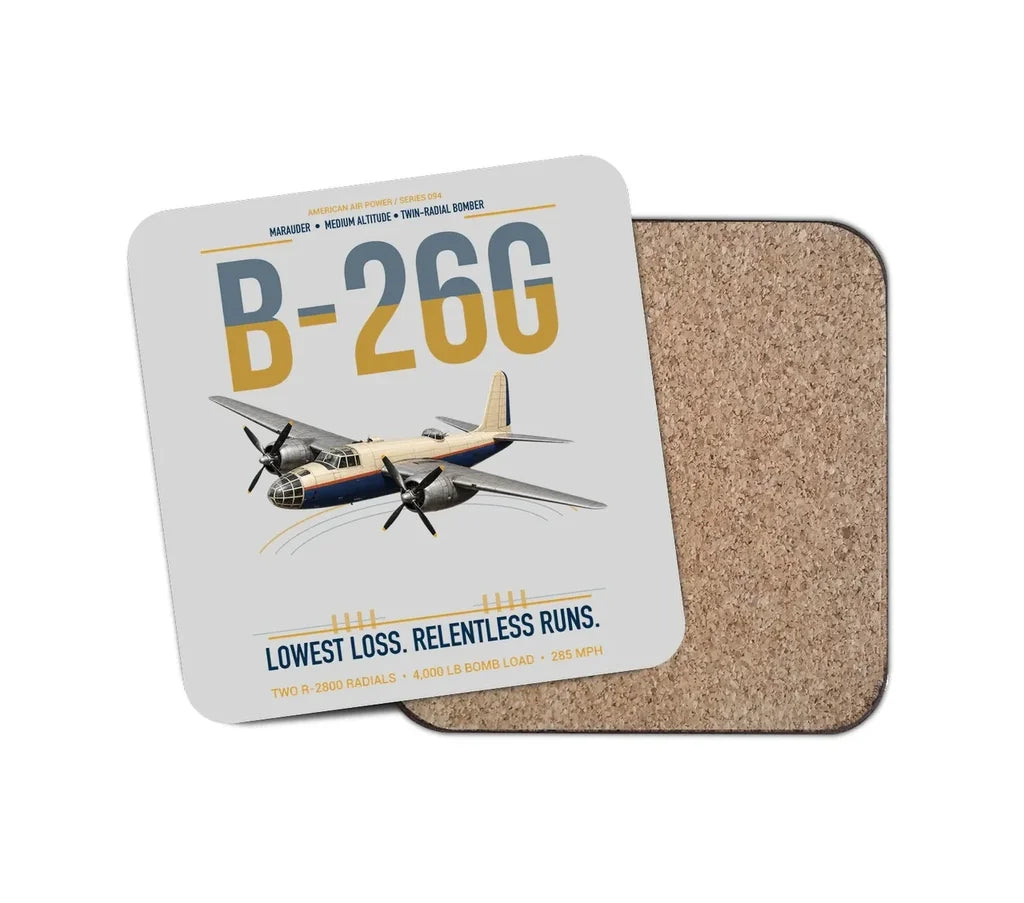 B-26G Marauder design on light gray 1 piece coaster