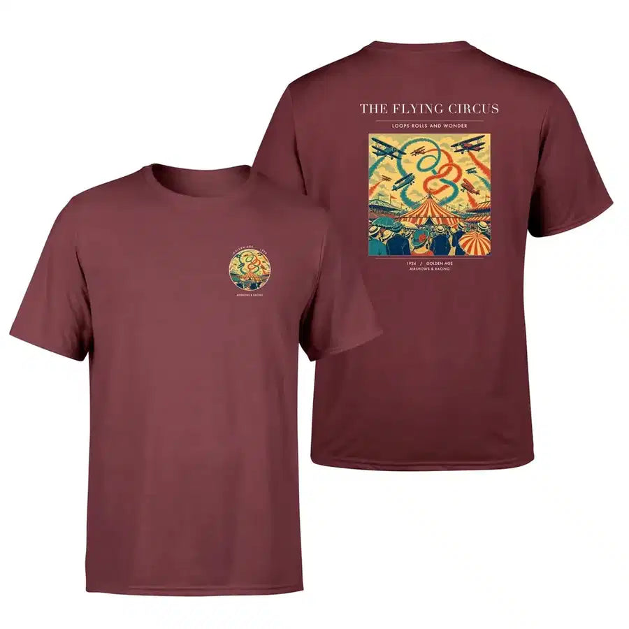 VINTAGE G4026 - The Flying Circus - Double-Side T-Shirt design on darkred double side t shirt