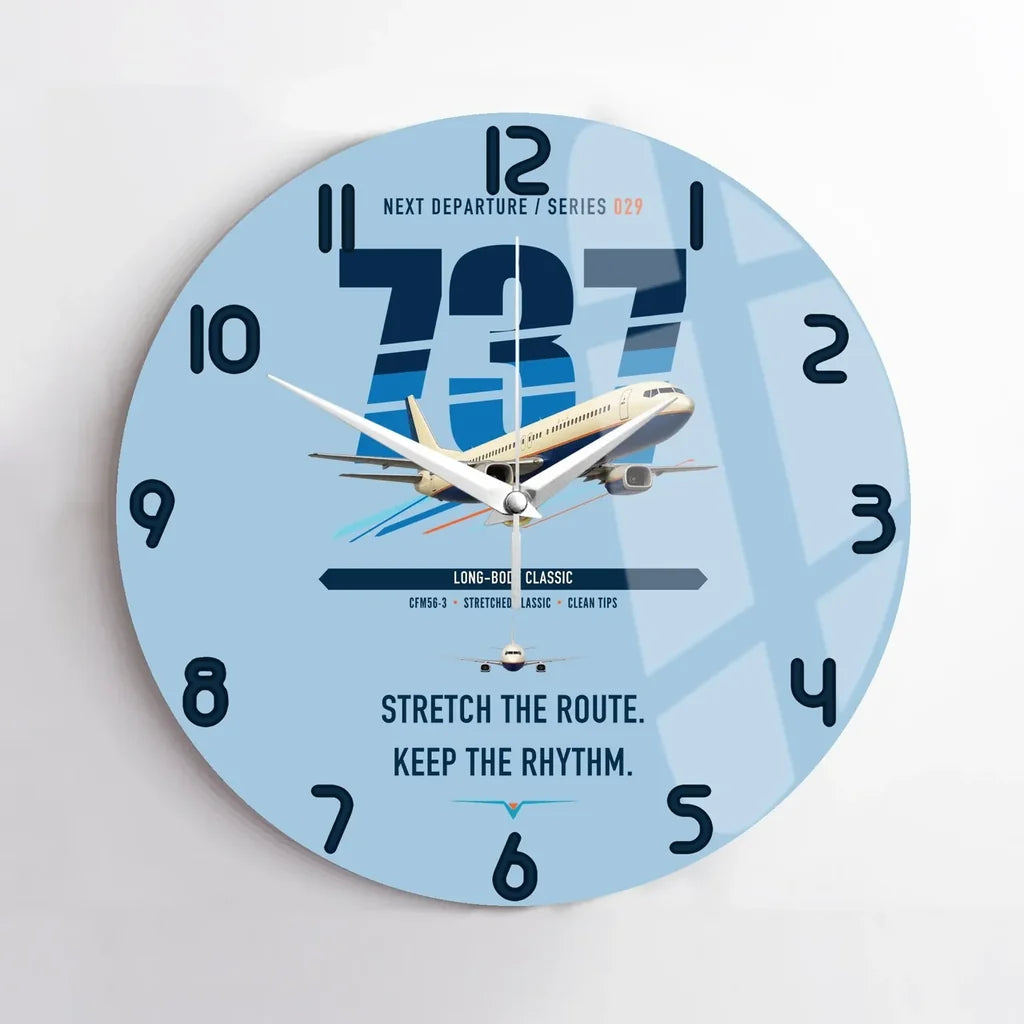 Boeing 737-400 Classic design on light blue no frame wall clock