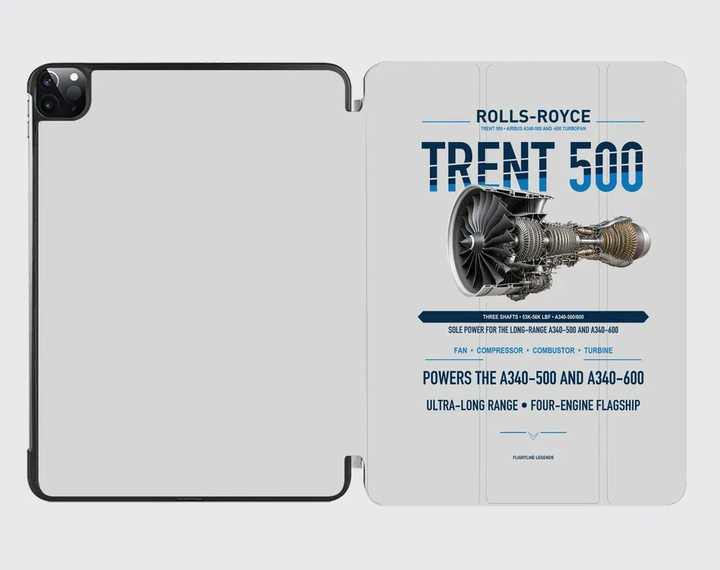 TRENT 500 design on light gray ipad tablet case