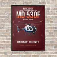 Thumbnail for MD Helicopters MD 530F vertical canvas print - framed - dark red background
