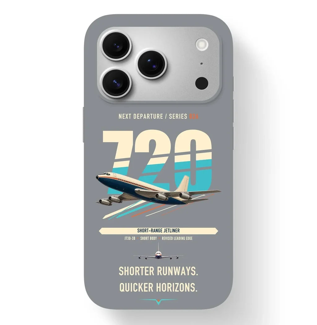 Boeing 720B design on gray magsafe iphone case