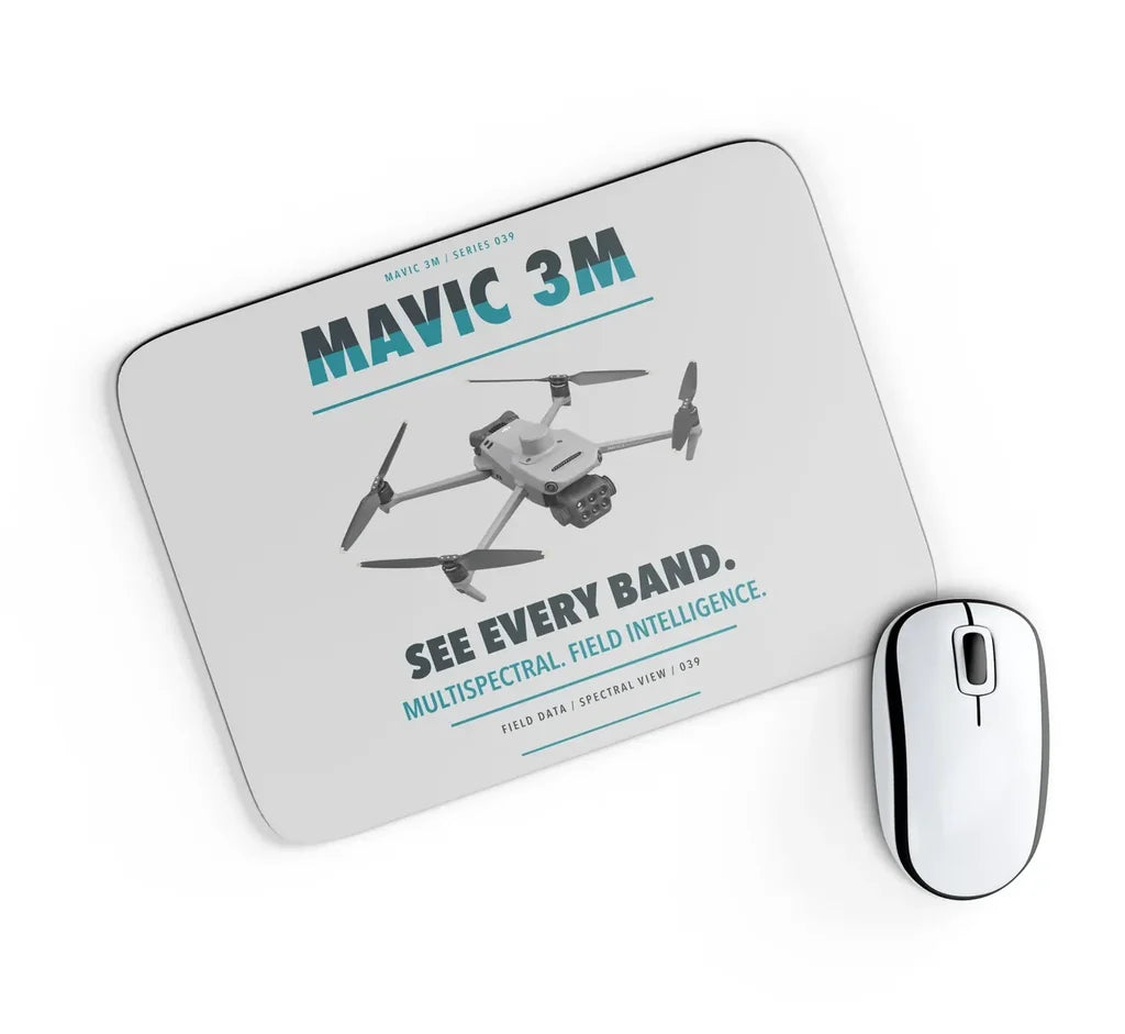 DJI Mavic 3 Multispectral design on light gray rectangle mouse pad