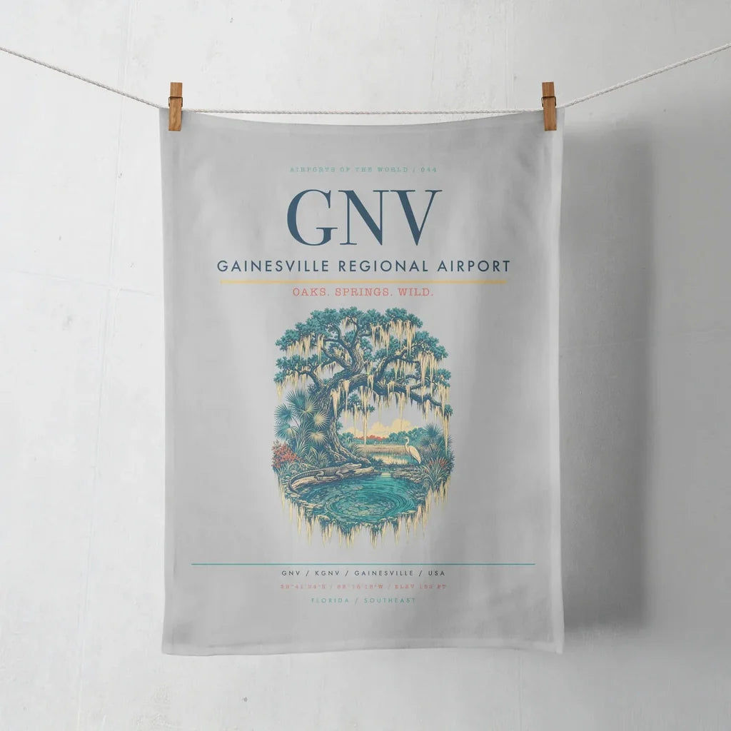 Gainesville Regional Airport (GNV) design on light gray towel