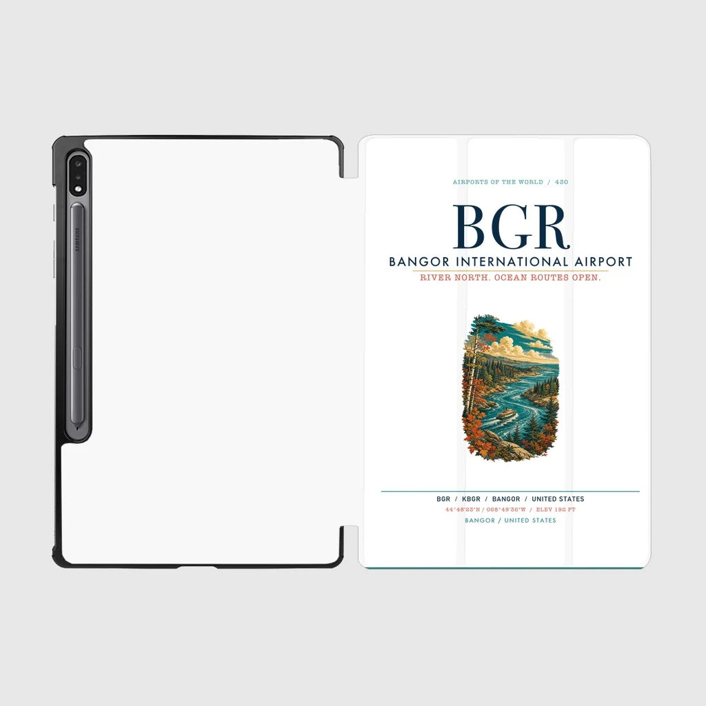 Bangor International Airport (BGR) design on white samsung tablet tablet case