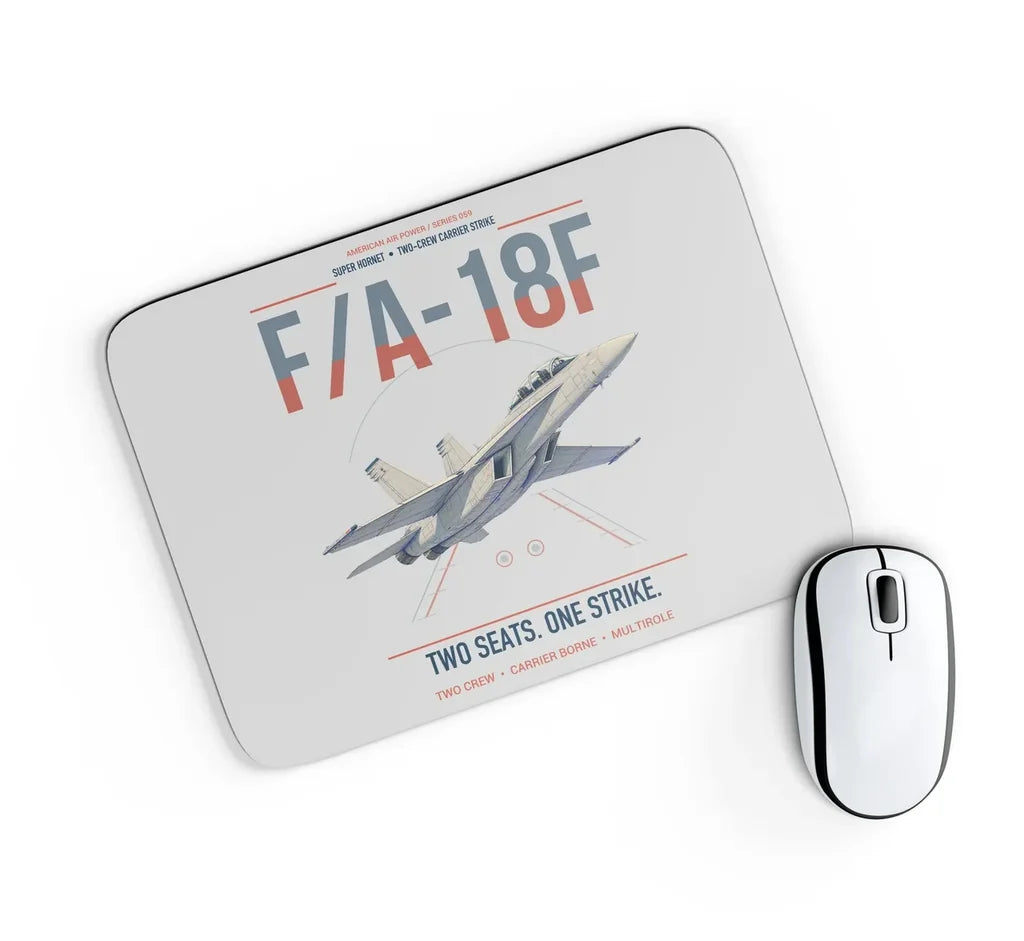 F-A-18F Super Hornet design on light gray rectangle mouse pad