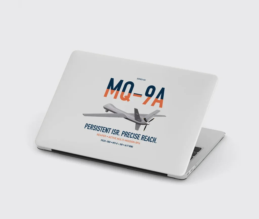 MQ-9A Reaper design on light gray MacBook case