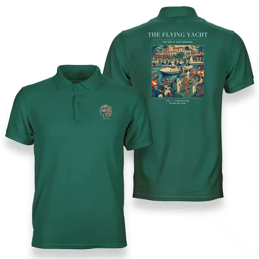 VINTAGE G4075 - The Flying Yacht - Double-Side Polo T-Shirt design on green