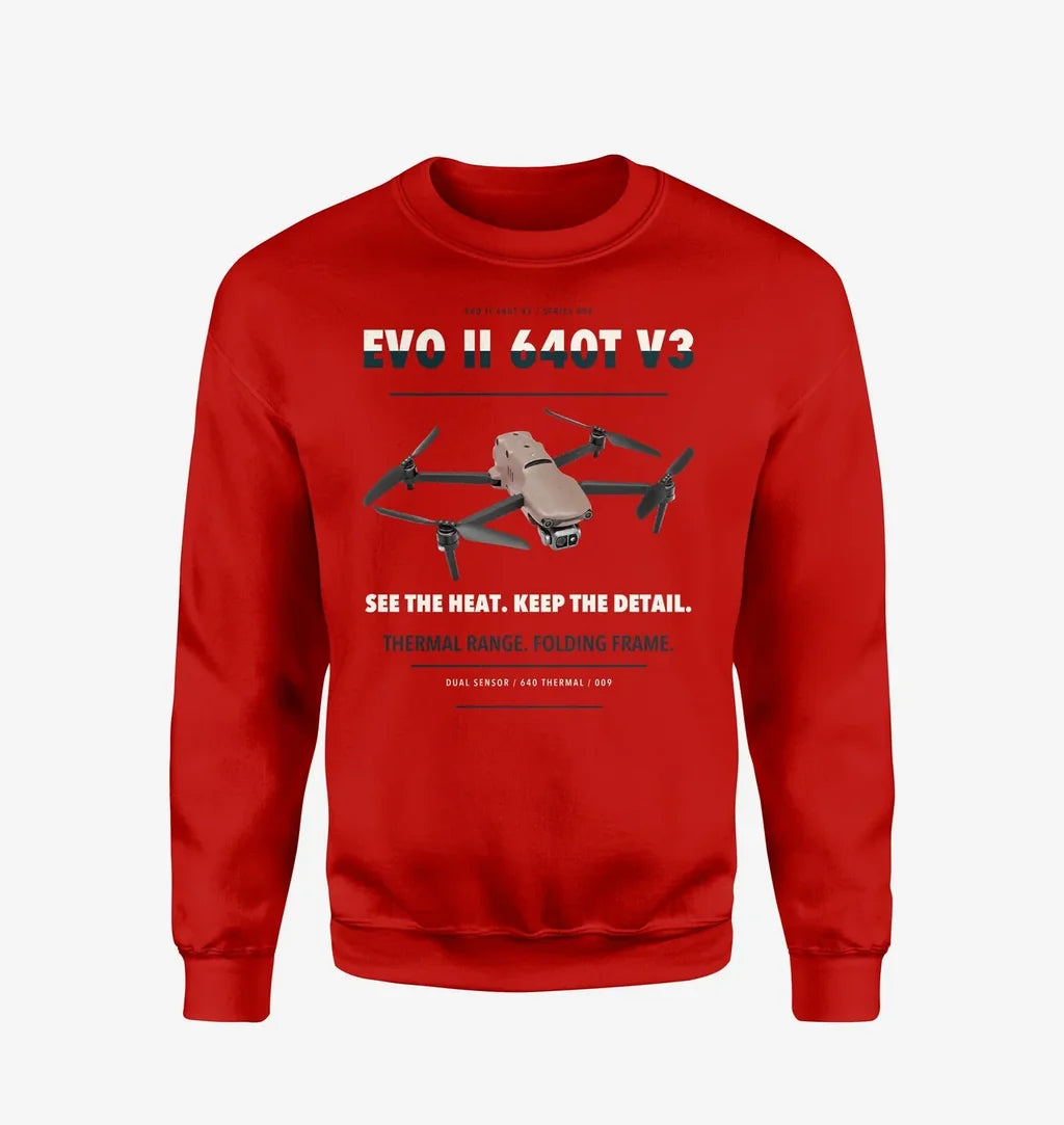 Autel EVO II Dual 640T V3 design on red sweatshirt