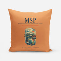 Thumbnail for Minneapolis-Saint Paul International Airport (MSP) design on orange pillow