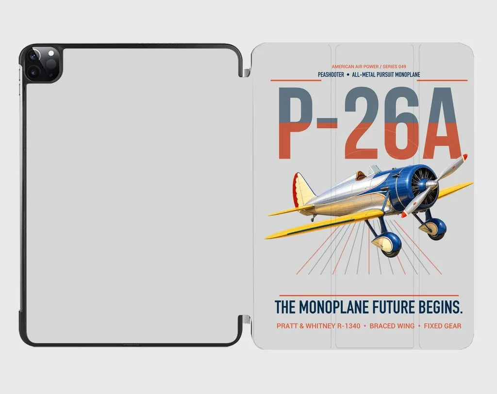 Boeing P-26A Peashooter design on light gray ipad tablet case