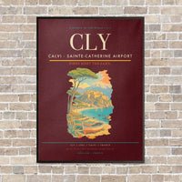 Thumbnail for Calvi - Sainte-Catherine Airport CLY vertical canvas print - framed - dark red background