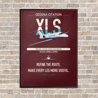 Thumbnail for Cessna Citation XLS vertical canvas print - framed - dark red background